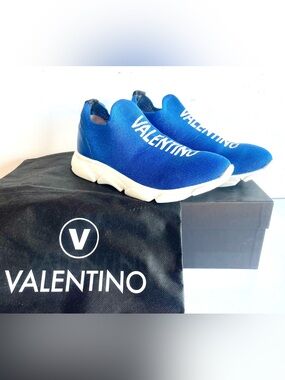 Valentino Queenie Logo Slip On Sneaker Royal Women's Size 8 EUC